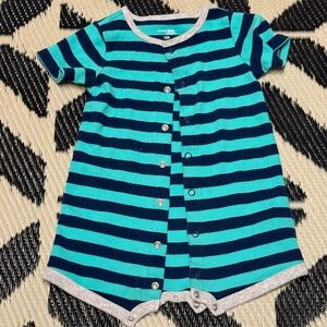 Simple Joys Teal- Navy Striped Romper